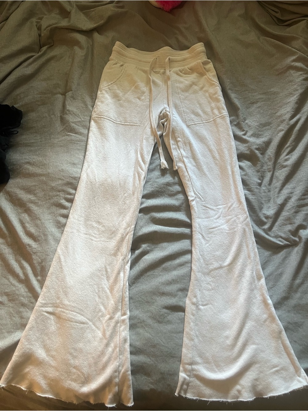 aerie Cream Flared Knit Sweatpants